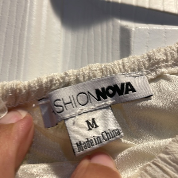 Fashion Nova Cream Tiered Ruffle Mini Dress M - Picture 3 of 8